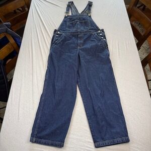 vintage Faded Glory Mens Denim Overalls Dark Wash Carpenter Bibs Large